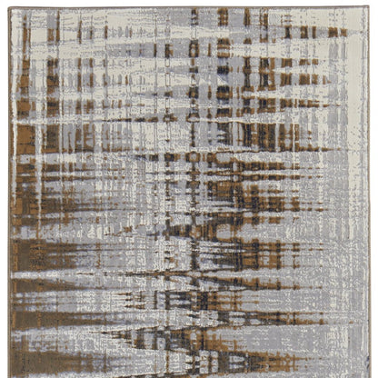 4' X 6' Blue Orange And Gray Abstract Area Rug