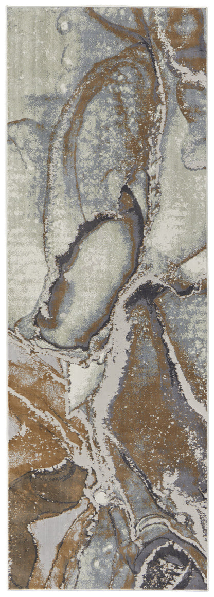 8' X 10' Gray and Brown Marble Power Loom Area Rug