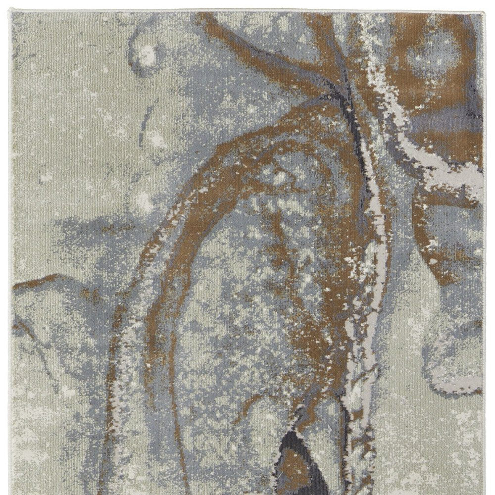 9' X 12' Gray and Brown Marble Power Loom Area Rug