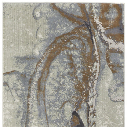 9' X 12' Gray and Brown Marble Power Loom Area Rug