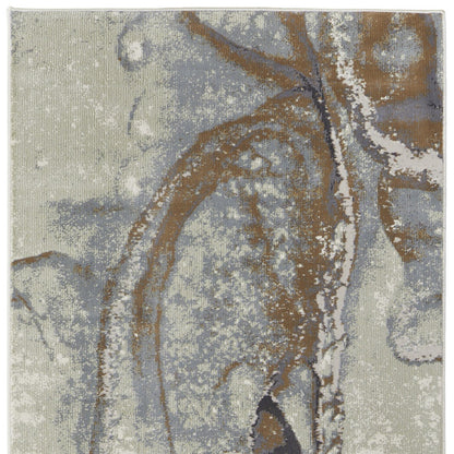 8' X 10' Gray and Brown Marble Power Loom Area Rug