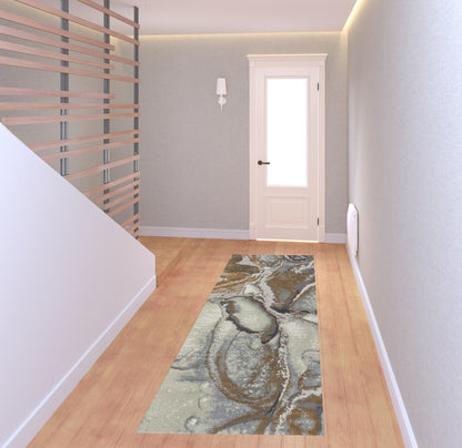 8' X 10' Gray and Brown Marble Power Loom Area Rug
