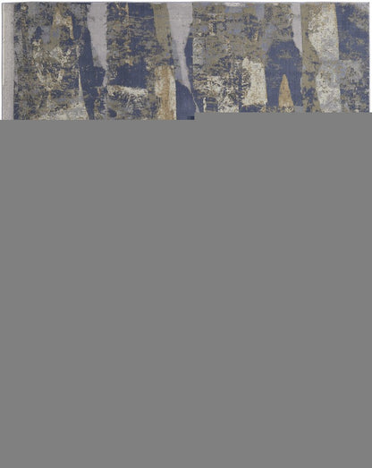 4' X 6' Blue Gray And Tan Abstract Distressed Area Rug