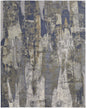 5' X 8' Blue Gray And Tan Abstract Distressed Area Rug