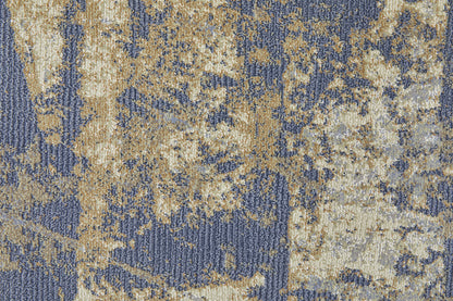 5' X 8' Blue and Ivory Abstract Power Loom Distressed Area Rug