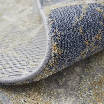 8' X 10' Blue Gray And Tan Abstract Distressed Area Rug