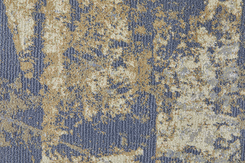 5' X 8' Blue Gray And Tan Abstract Power Loom Distressed Area Rug