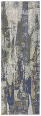 8' X 10' Blue Gray And Tan Abstract Distressed Area Rug