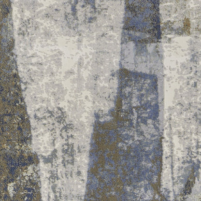 2' X 3' Blue Gray And Tan Abstract Distressed Area Rug