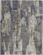 5' X 8' Blue Gray And Tan Abstract Power Loom Distressed Area Rug