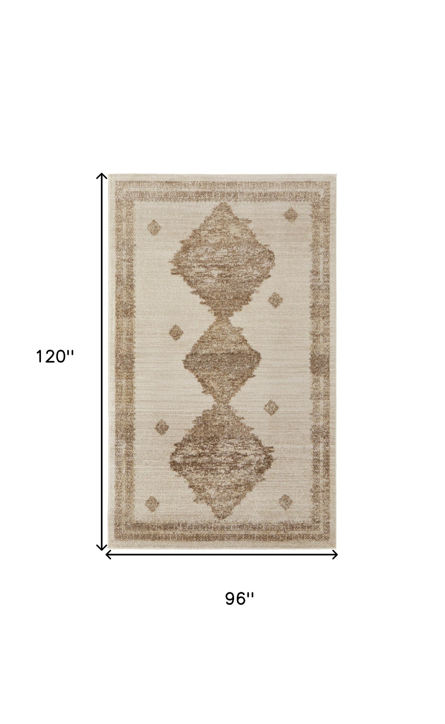 8' X 10' Blue And Ivory Geometric Power Loom Distressed Area Rug