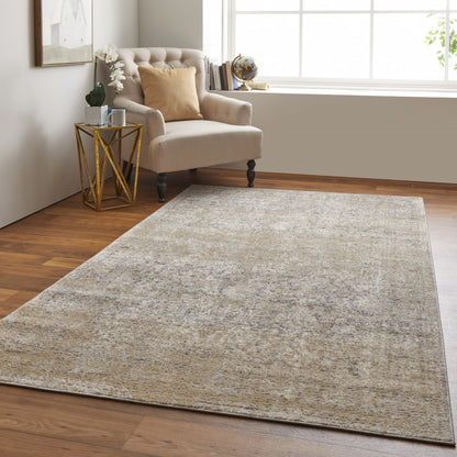 4' X 6' Gray And Ivory Abstract Power Loom Distressed Area Rug