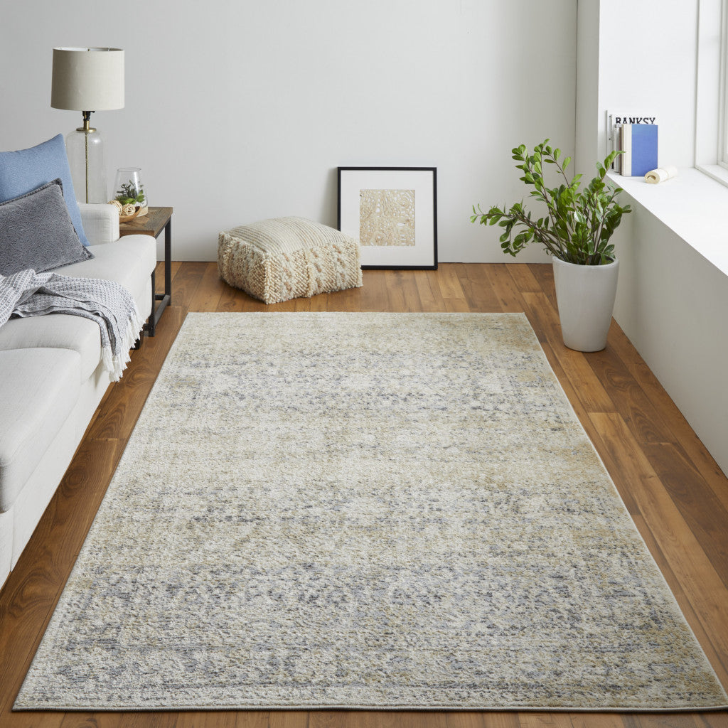 4' X 6' Gray And Ivory Abstract Power Loom Distressed Area Rug