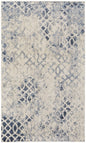 7' X 10' Ivory And Blue Abstract Power Loom Distressed Area Rug
