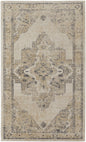 8' X 10' Blue And Ivory Floral Power Loom Distressed Area Rug