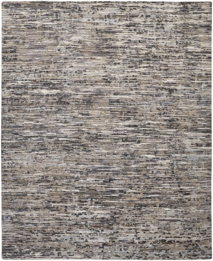 8' X 10' Gray Brown And Beige Wool Abstract Hand Knotted Area Rug
