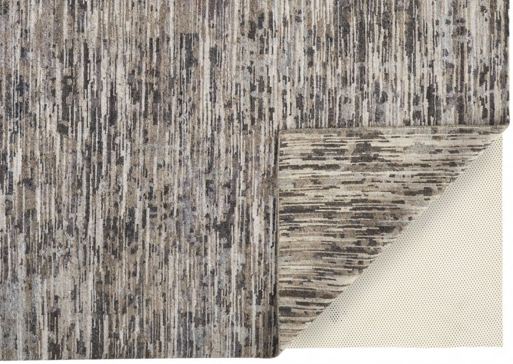 8' X 10' Gray Brown And Beige Wool Abstract Hand Knotted Area Rug