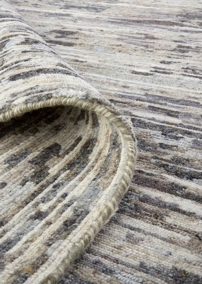 8' X 10' Gray Brown And Beige Wool Abstract Hand Knotted Area Rug