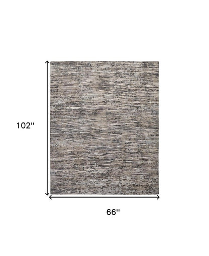 2' X 3' Gray Brown And Beige Wool Abstract Hand Knotted Area Rug