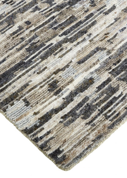 2' X 3' Gray Brown And Beige Wool Abstract Hand Knotted Area Rug