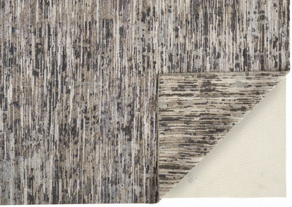 2' X 3' Gray Brown And Beige Wool Abstract Hand Knotted Area Rug