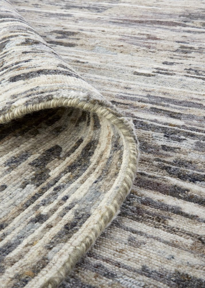 2' X 3' Gray Brown And Beige Wool Abstract Hand Knotted Area Rug
