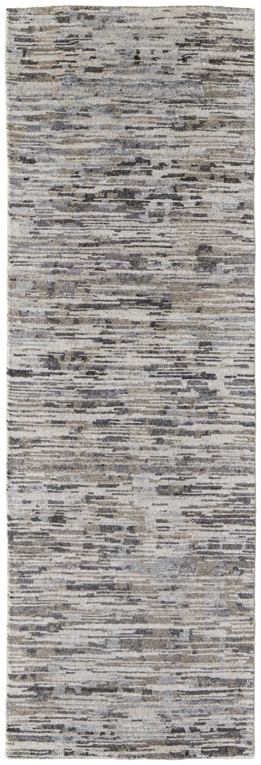 10' X 13' Gray Blue And Silver Wool Abstract Hand Knotted Area Rug