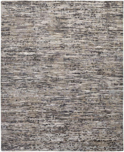 10' X 13' Gray Blue And Silver Wool Abstract Hand Knotted Area Rug