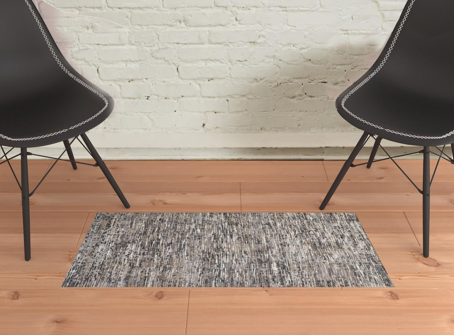 10' X 13' Gray Blue And Silver Wool Abstract Hand Knotted Area Rug