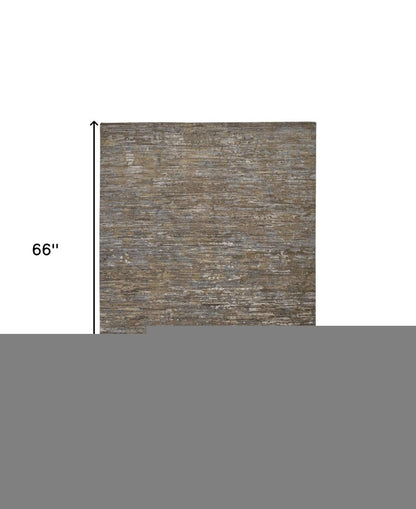 4' X 6' Brown and Ivory Wool Abstract Hand Knotted Area Rug
