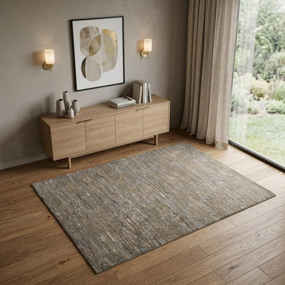 8' X 10' Brown And Gray Wool Abstract Hand Knotted Area Rug
