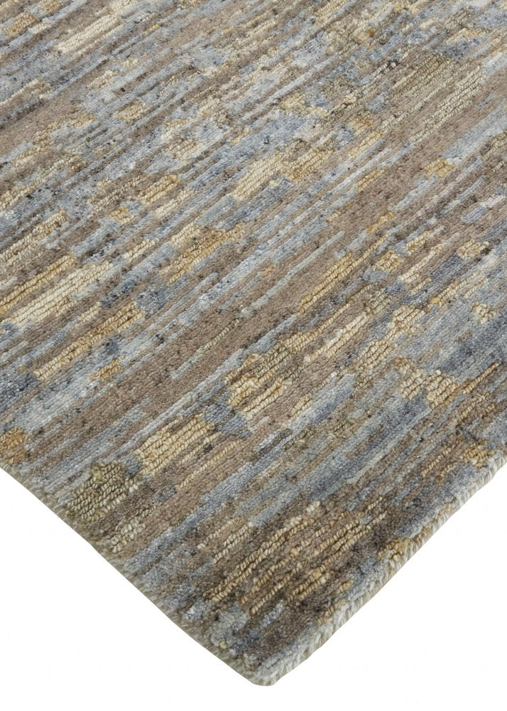 8' X 10' Brown And Gray Wool Abstract Hand Knotted Area Rug