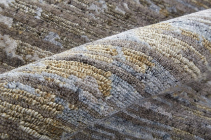 8' X 10' Brown And Gray Wool Abstract Hand Knotted Area Rug