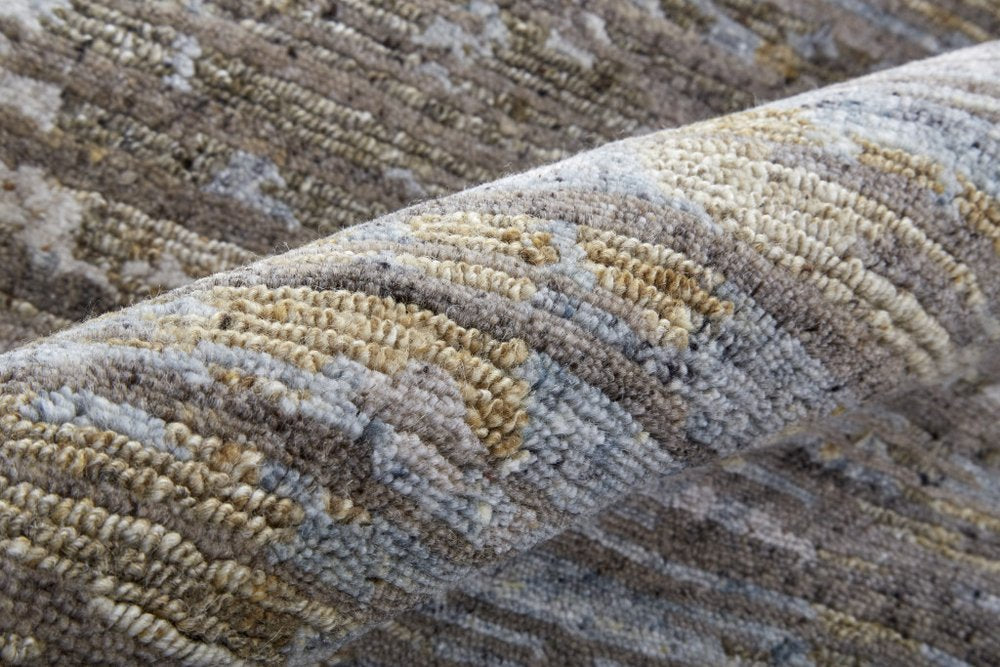 4' X 6' Brown and Ivory Wool Abstract Hand Knotted Area Rug