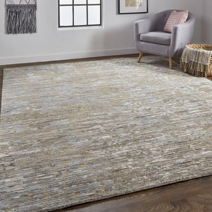 8' X 10' Brown And Gray Wool Abstract Hand Knotted Area Rug