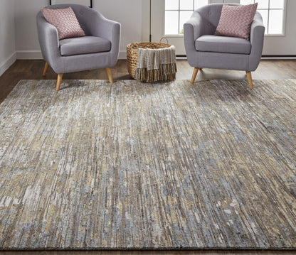 8' X 10' Brown And Gray Wool Abstract Hand Knotted Area Rug