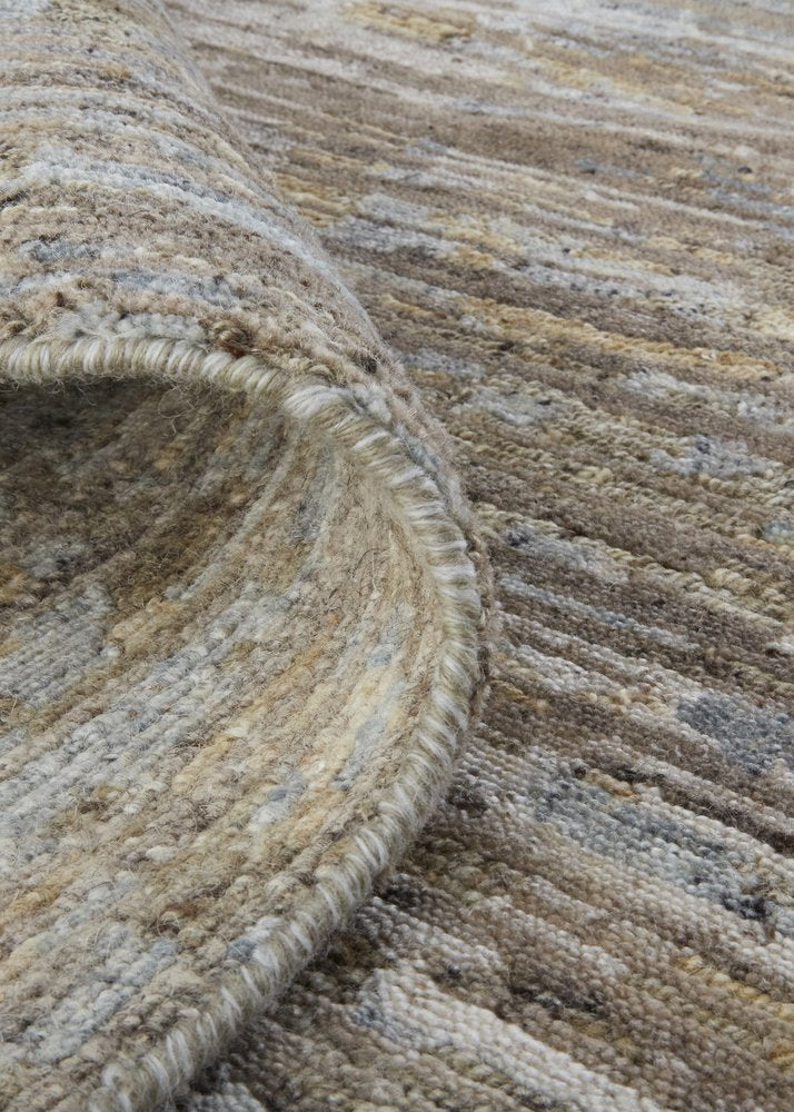 8' X 10' Brown And Gray Wool Abstract Hand Knotted Area Rug