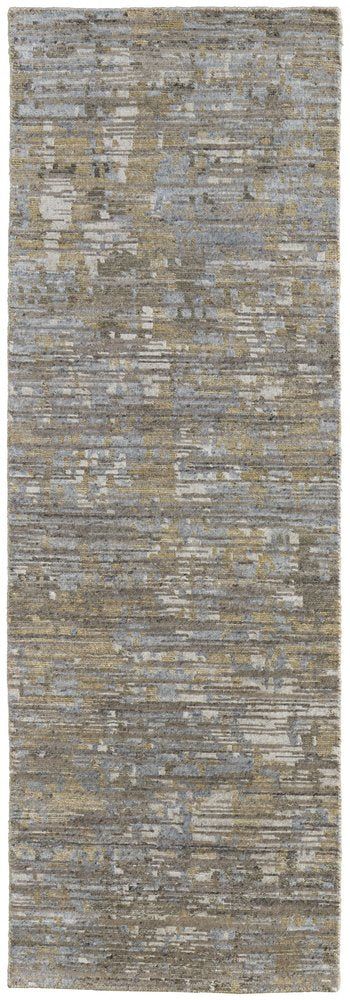 8' X 10' Brown And Gray Wool Abstract Hand Knotted Area Rug