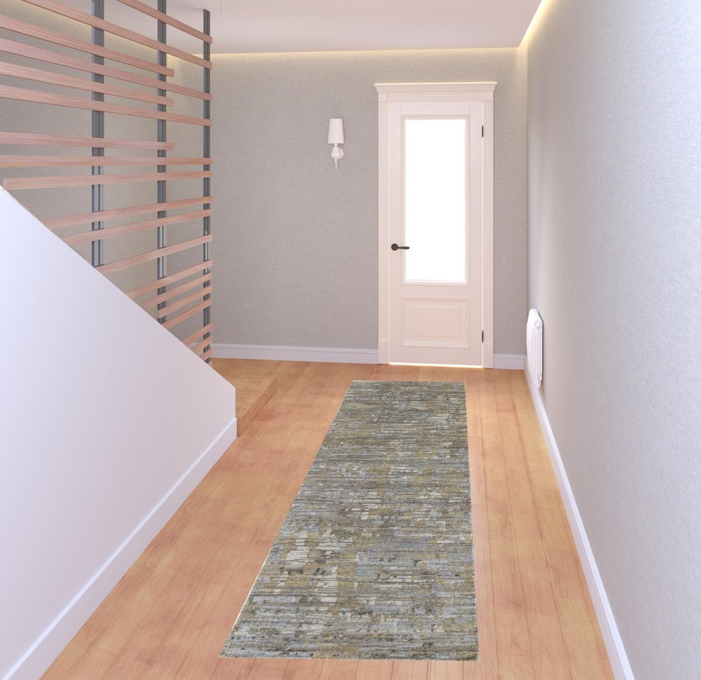 8' X 10' Brown And Gray Wool Abstract Hand Knotted Area Rug