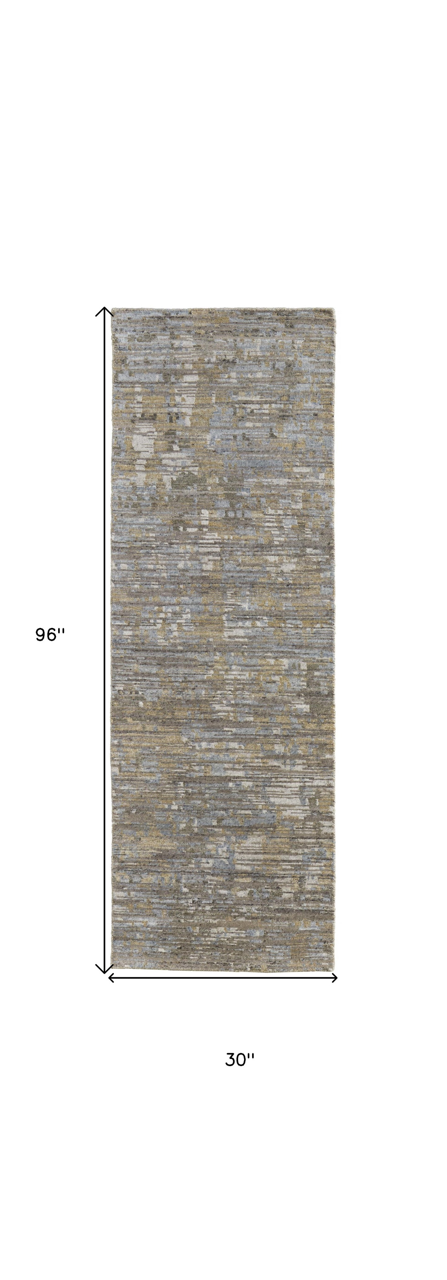 4' X 6' Brown And Gray Wool Abstract Hand Knotted Area Rug