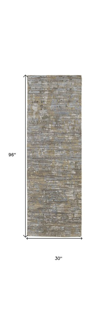 8' X 10' Brown And Gray Wool Abstract Hand Knotted Area Rug