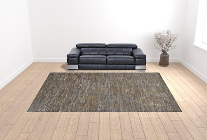 4' X 6' Brown And Gray Wool Abstract Hand Knotted Area Rug