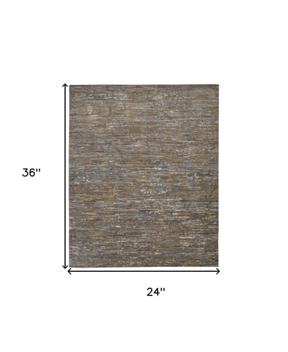 4' X 6' Brown And Gray Wool Abstract Hand Knotted Area Rug