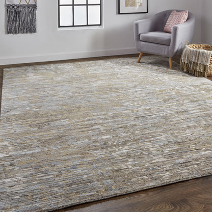 4' X 6' Brown And Gray Wool Abstract Hand Knotted Area Rug