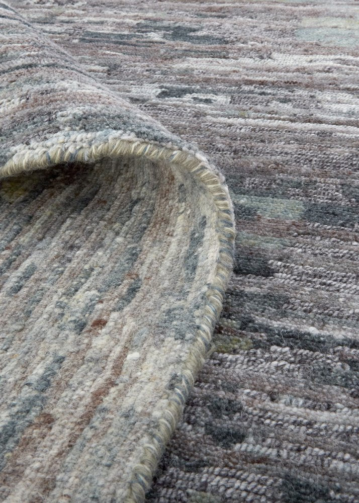 12' X 15' Blue And Gray Wool Abstract Hand Knotted Area Rug