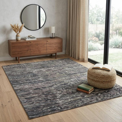 10' X 13' Blue And Gray Wool Abstract Hand Knotted Area Rug