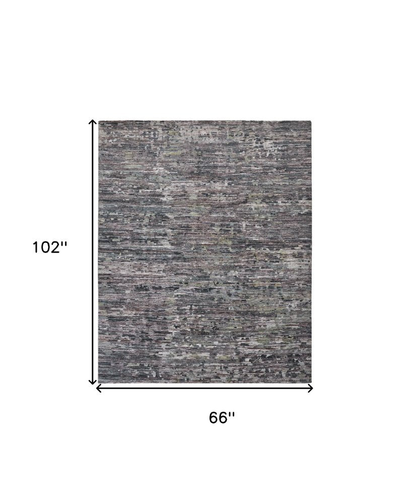 12' X 15' Blue And Gray Wool Abstract Hand Knotted Area Rug