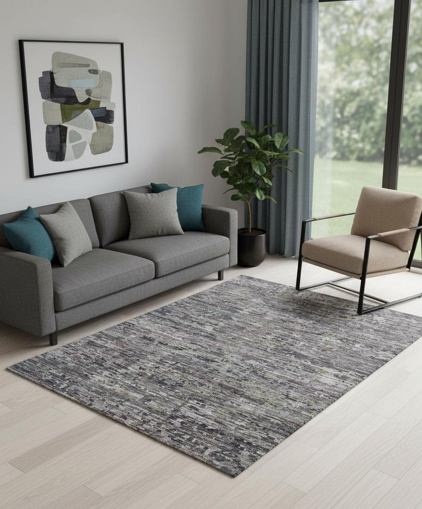 10' X 13' Blue And Gray Wool Abstract Hand Knotted Area Rug