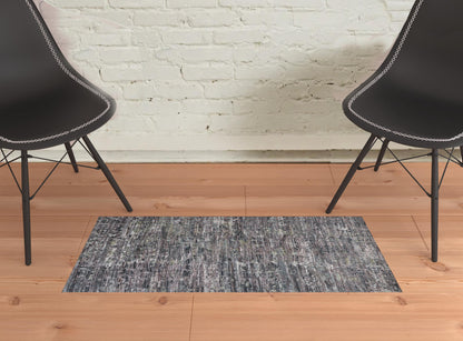 4' X 6' Blue And Gray Wool Abstract Hand Knotted Area Rug