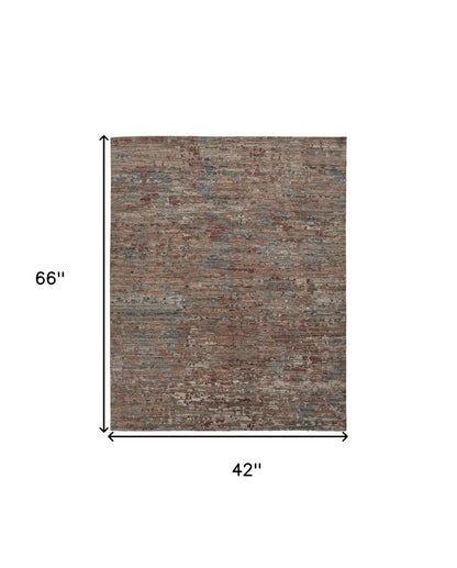 9' X 12' Red And Blue Wool Abstract Hand Knotted Area Rug